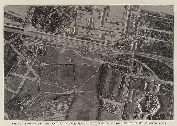 Balloon Photography, the Town of Rennes, France, photographed at the Height of Six Hundred Yards (engraving)