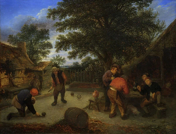 Ballplayers in the inn garden, c.1660 (oil on panel)
