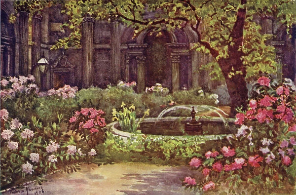 The Bank Garden (colour litho)