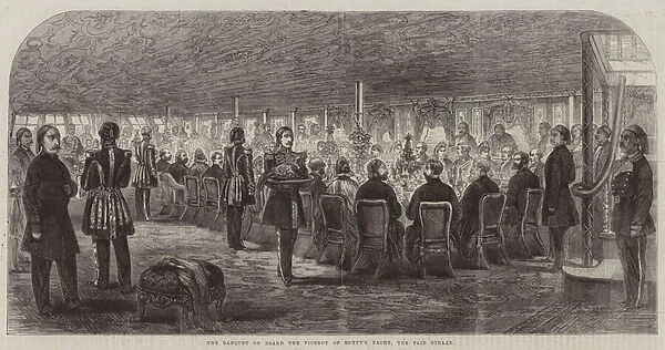 The Banquet on Board the Viceroy of Egypts Yacht, the Faid Gihaad (engraving)
