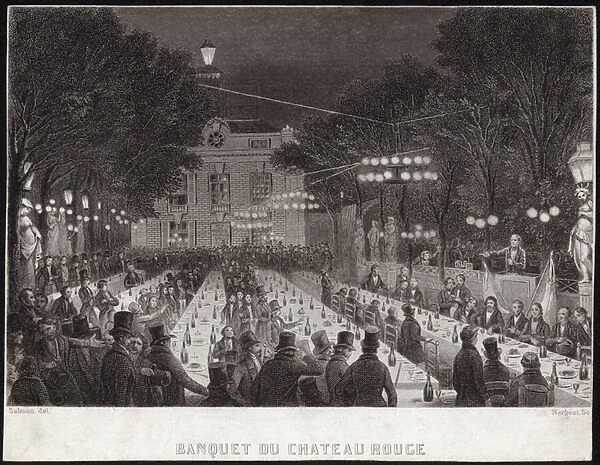 Banquet at the Chateau Rouge (engraving)