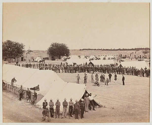 Barrack Square, 78th Highlanders, Kandahar, 1880 circa (b  /  w photo)