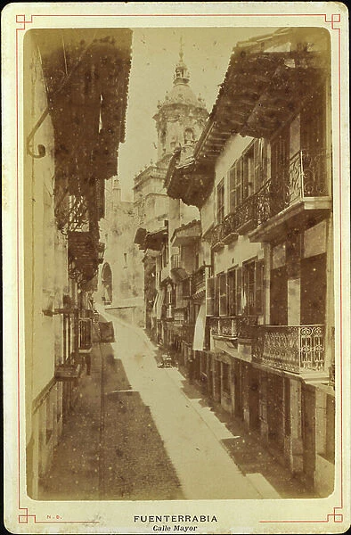 Basque country, Fontarabia: Main street of the city, 1885