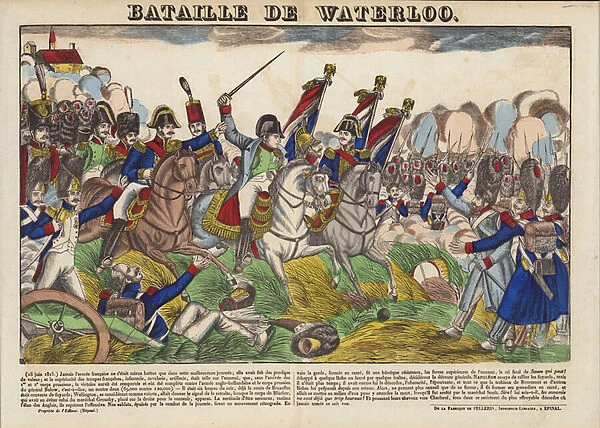 Bataille De Waterloo (coloured engraving)