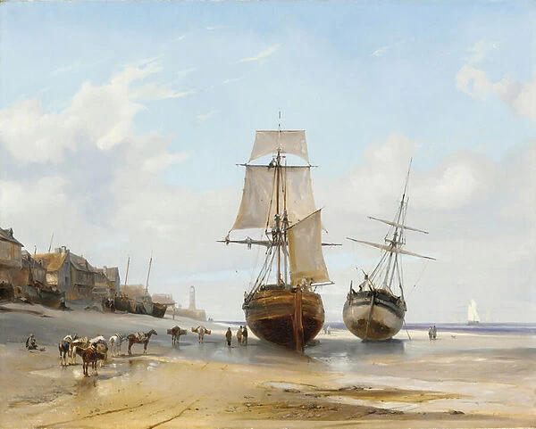 Bateaux echoues (Honfleur, Low Tide) 1827 (oil on canvas)