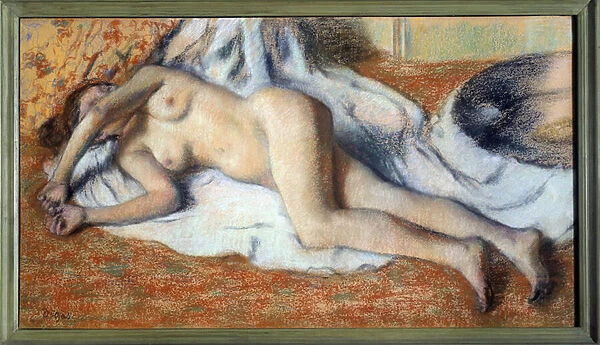 After the bath or naked stretches Pastel painting by Edgar Degas (1834-1917) 1885 Sun