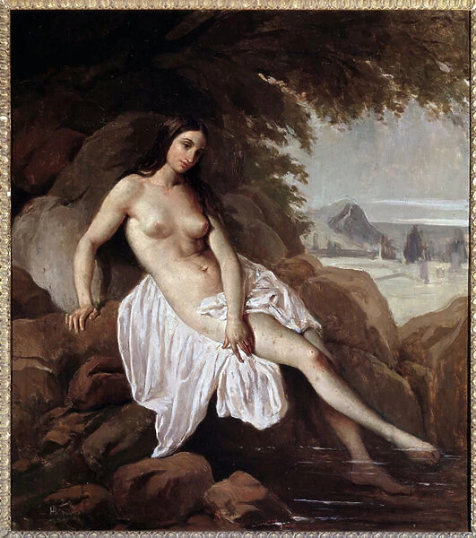 The Bather Painting by Francesco Hayez (1791-1882) 1832 Dim 63x56 cm Bergamo