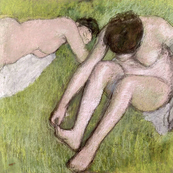 Two Bathers on the Grass, c. 1886-90 (pastel on paper)