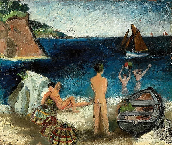 Bathers by the Sea, Treboul, 1930 (oil on board)
