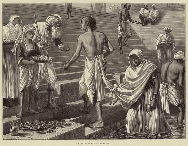 A Bathing Scene at Benares (engraving)