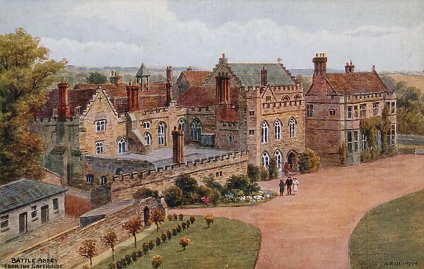 Battle Abbey, from the Gatehouse (colour litho)