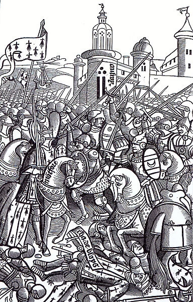 The Battle of Auray, from Chroniques de Bretagne by Alain Bouchard, published 1514