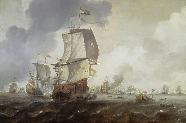 A battle of the First Dutch War, 1652-54, c.1654 (oil on canvas)