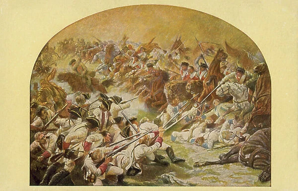 Battle of Hohenfriedberg, 1745 (colour litho)