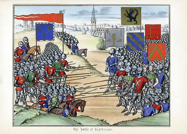 The Battle of Roosebeke (or Battle of Mount d'Or) (Flanders), 1382, between the arms of King Charles VI of France, known as the Good Aime or Le Fol (1368-1422) and the Flemish militiamen of Philip van Artevelde (1340-1382)