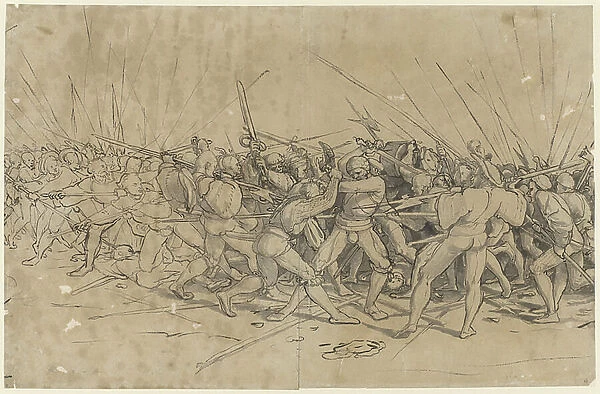 Battle scene, c.1524 (pen, ink & wash)