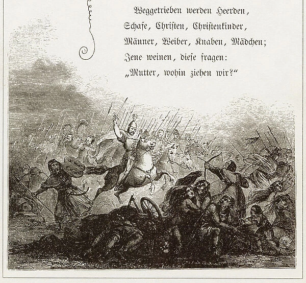 Battle scene, Illustration for 'Le Cid' 1802 (engraving)