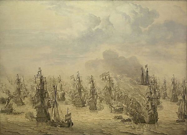 The Battle of Scheveningen, 10 August 1653, 1655 (grisaille on panel)