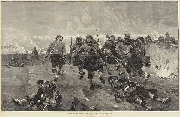 Battle of Tel-el-Kebir, the Charge at the Bayonets Point (engraving)