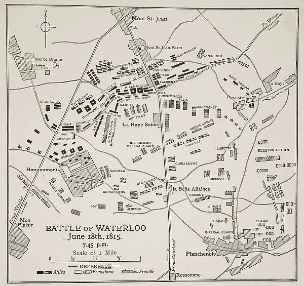 The Battle of Waterloo, June 18th, 1815 (litho)