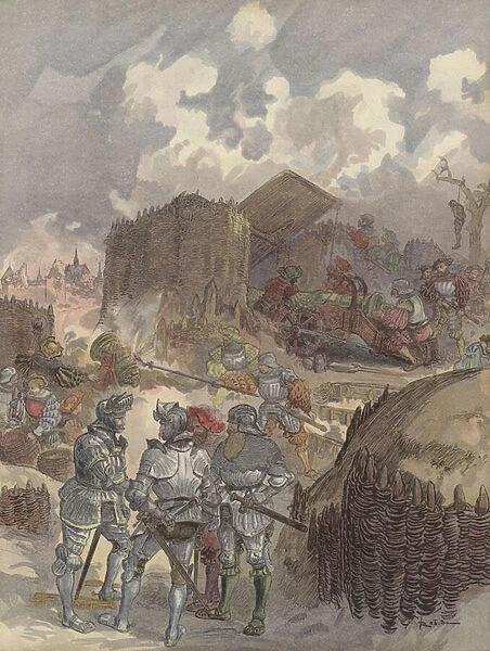 Bayard au siege de Mezieres (colour litho)