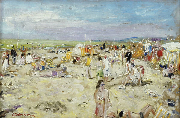 On the Beach; Sur la Plage, (oil on canvas)