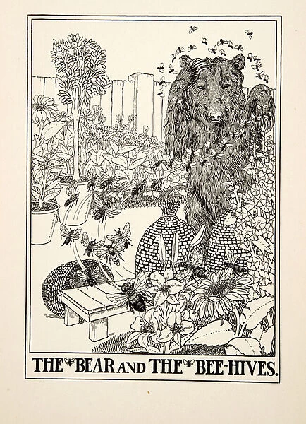 The Bear and the Beehives, from A Hundred Fables of Aesop, pub. 1903 (engraving)