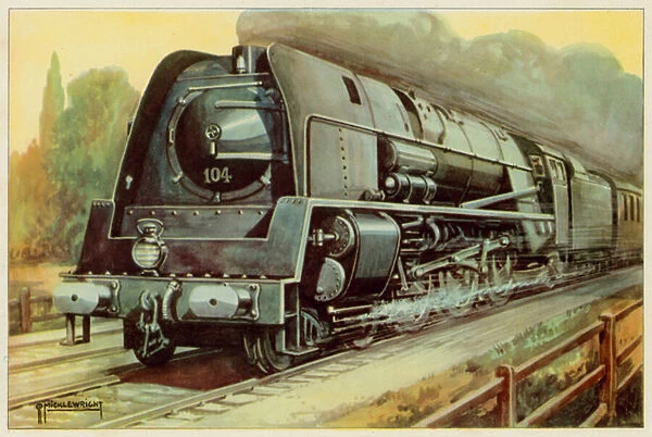 Belgian Naitonal Railways, Streamlined Expres Passenger Locomotive (colour litho)