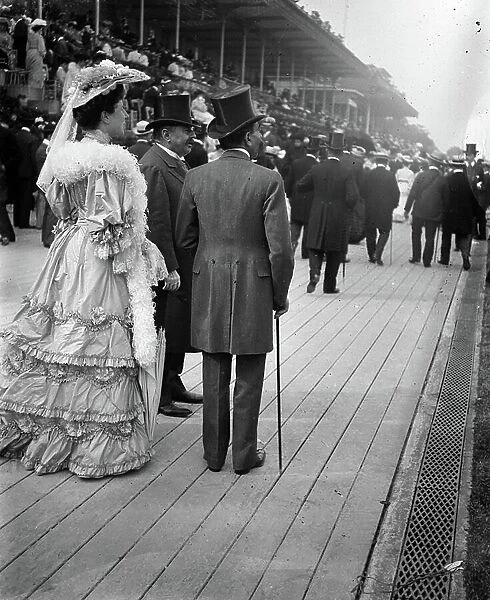 Belgium, Ostend: a horse race, the crowd of the stands, 1900