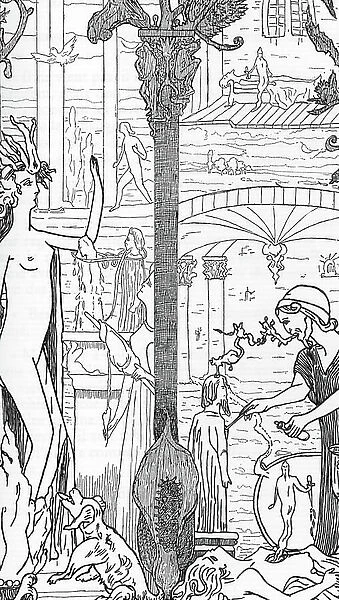 Bewitchment of love (left) and hate (right) Drawing by Henry de Malvost from 'Satanism and Magic' by Jules Bois 1895 Private Collection