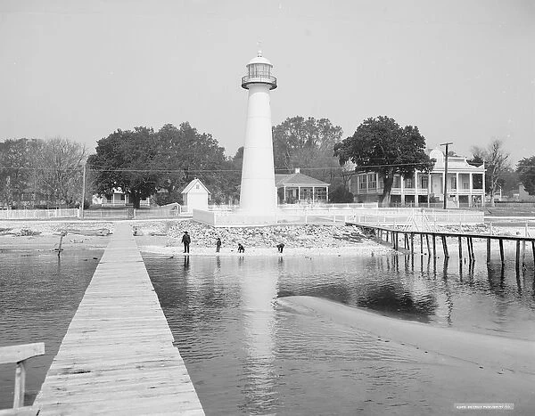 Biloxi Lighthouse, Biloxi, Mississippi, USA, c. 1906 (b  /  w photo)