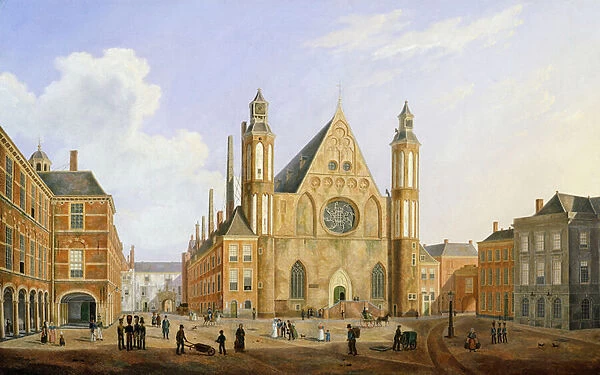 The Binnenhof in the Hague with a View of the Ridderzaal with Soldiers