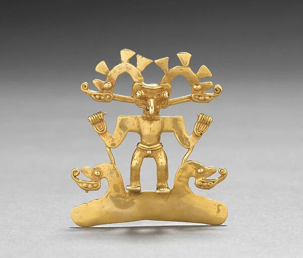 Bird-Man Pendant, c. 700-1550 (cast and hammered gold)