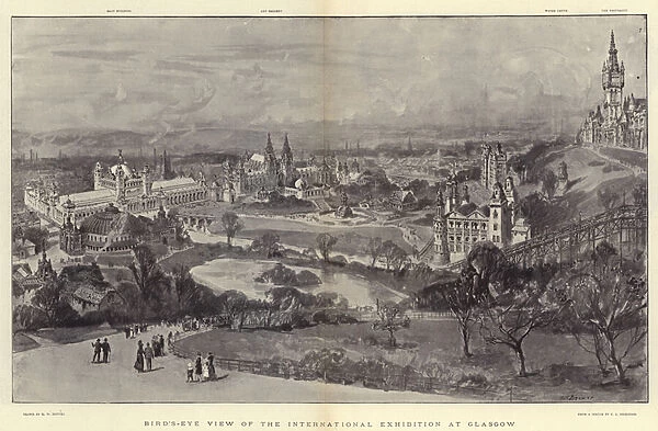 Bird s-Eye View of the International Exhibition at Glasgow (litho)