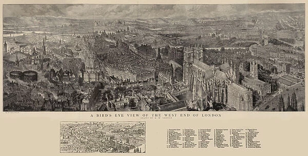 A Birds Eye View of the West End of London (engraving)