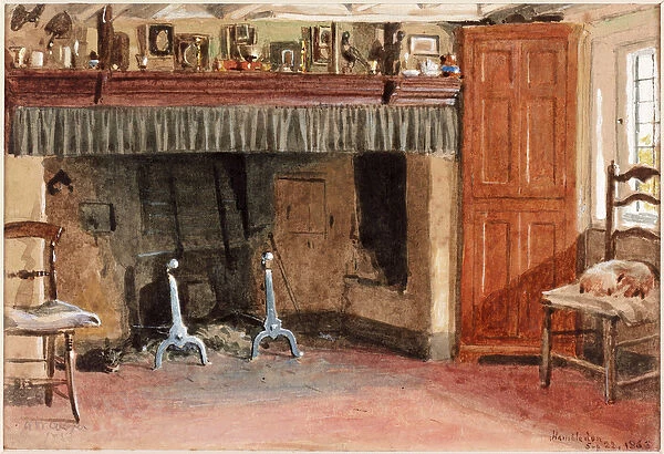 Birket Fosters Kitchen, Hambledon, 1863 (pencil & w  /  c on card)