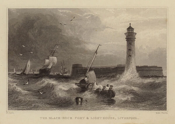 The Black-Rock Fort and Lighthouse, Liverpool (engraving)