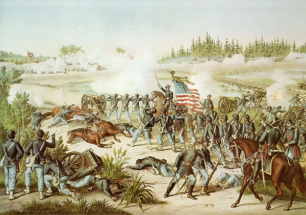 Black troops of the 54th Massachusetts Regiment at the Battle of Olustee, Florida