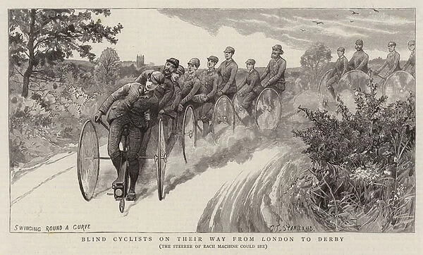 Blind Cyclists on their Way from London to Derby (engraving)
