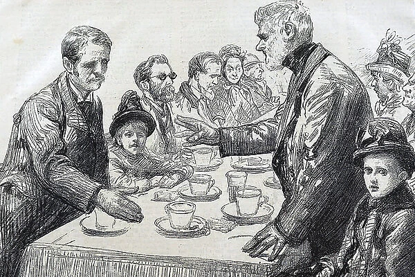 Blind guests arriving at St Phillips Institute for afternoon tea, 1850