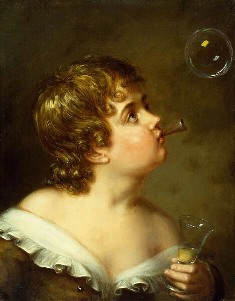 Blowing Bubbles (oil on canvas)