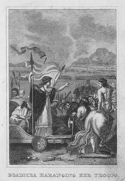 Boadicea haranging her troops (engraving)