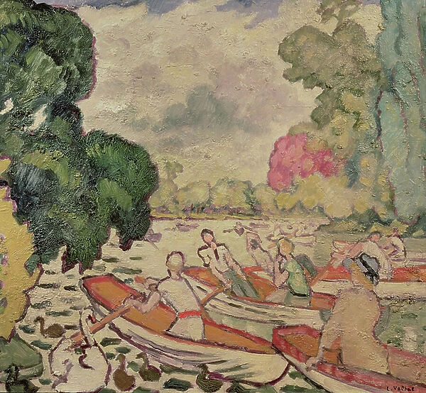 Boats in the Bois de Boulogne, 1920 (oil on card)