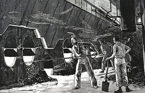 The boiler room aboard the liner Atlantic, 1850