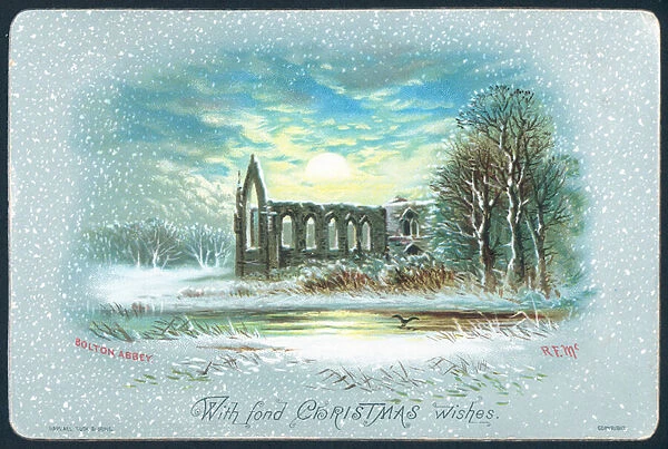 Bolton Abbey, Christmas Card (chromolitho)