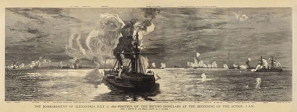 The Bombardment of Alexandria, 11 July 1882, Position of the British Ironclads at the Beginning of the Action, 7 AM (engraving)