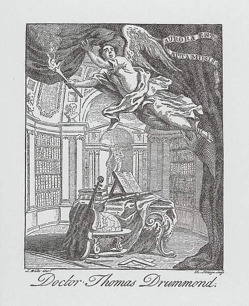 Book-plate of Dr Thomas Drummond, by Sir R Strange (engraving)