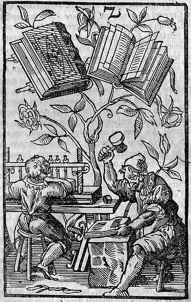 A bookbinding workshop in the Middle Ages