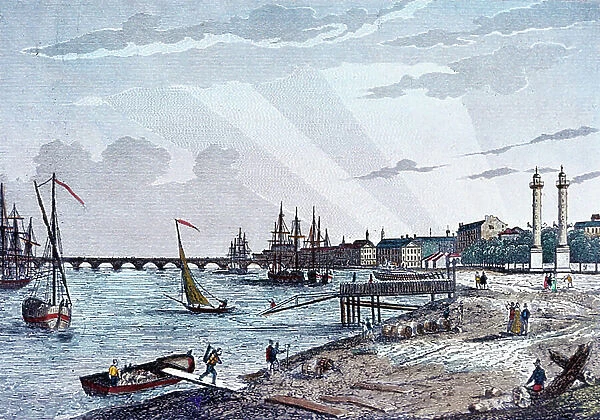 Bordeaux, France : the harbour, 19th century engraving