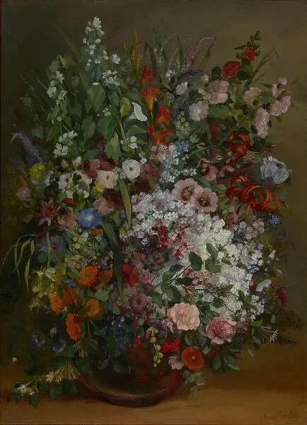 Bouquet of Flowers in a Vase (oil on canvas)